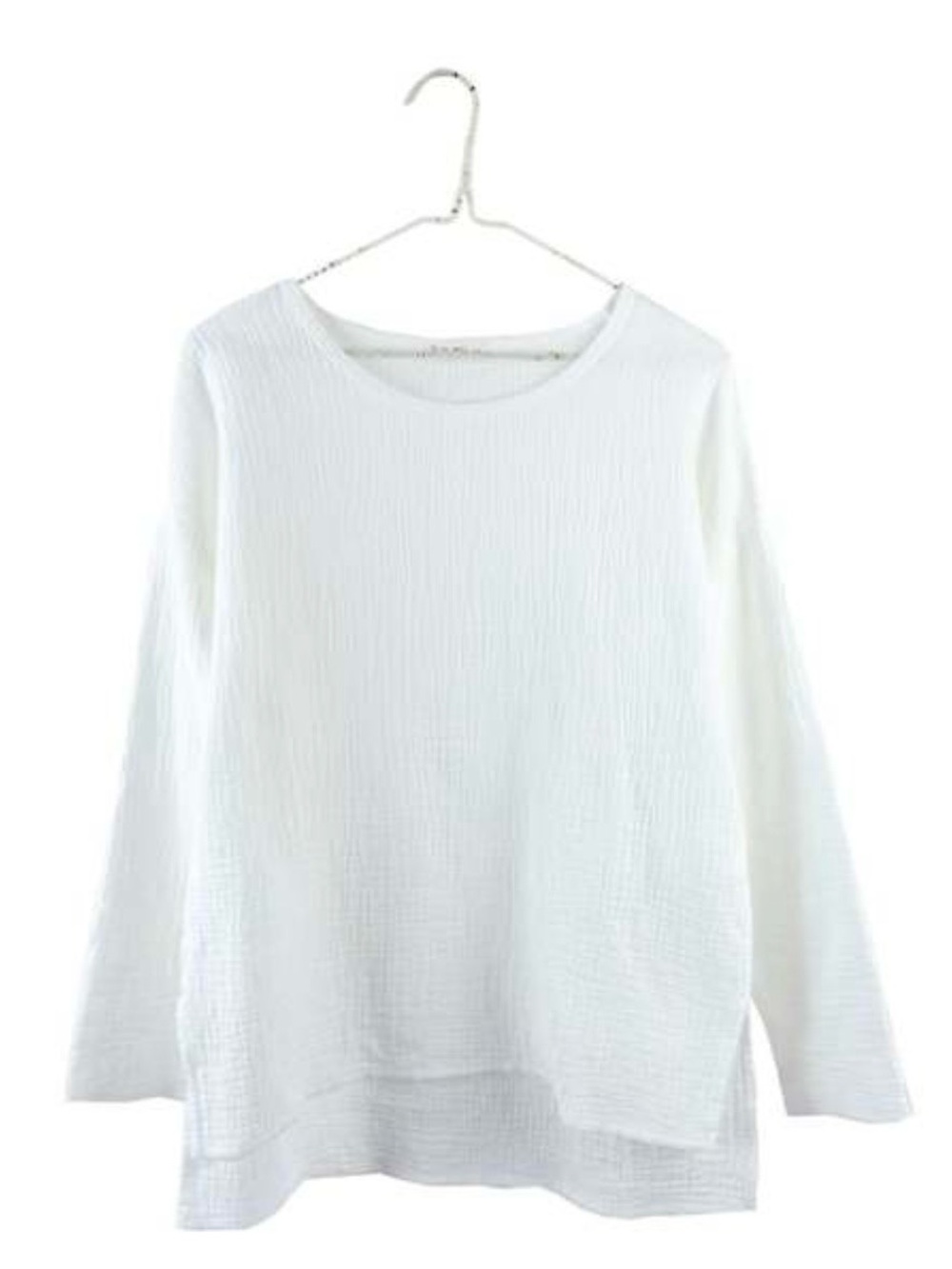 It is Well L.A. Long Sleeve Organic Cotton Gauze Top  Salt (White) Size Small